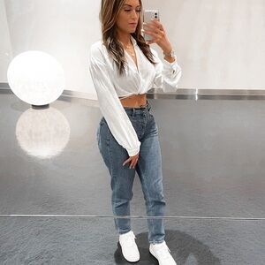 White cropped blouse